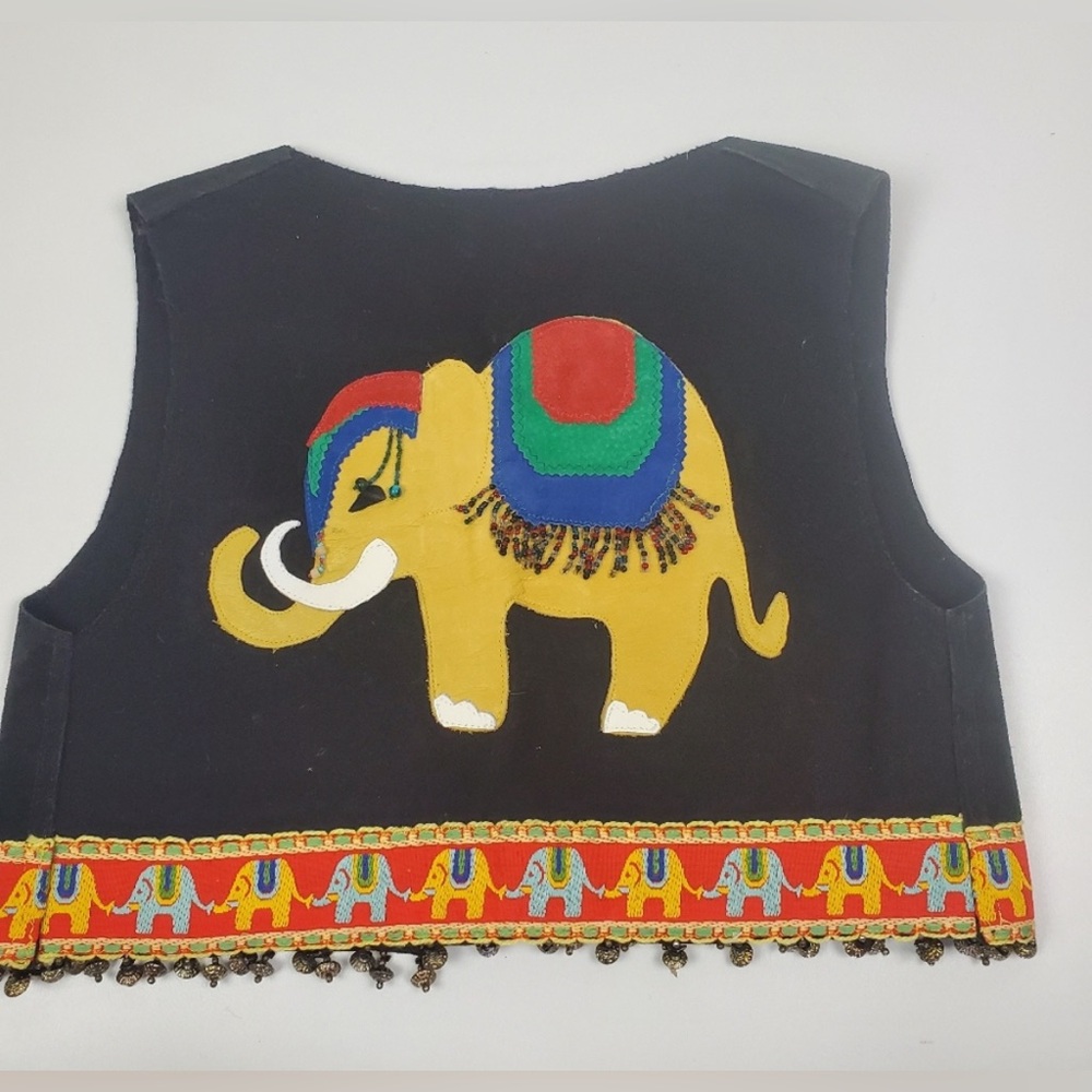 Leather and wool elephant cropped vest